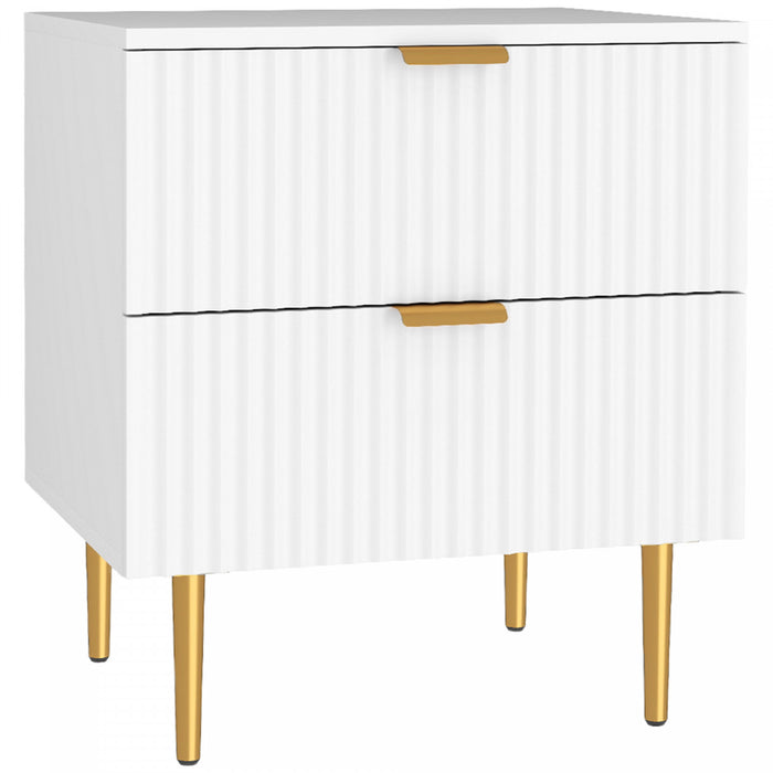 HOMCOM Table de chevet, table d'appoint avec 2 tiroirs, blanc