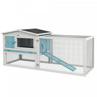 Pawhut Clapier D'exterieur A 2 Niveaux, Grande Cage A Lapins En Bois De 62 Po Avec Toit Resistant Au