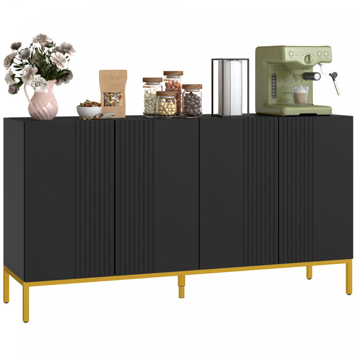 HOMCOM Buffet avec etageres reglables, portes a fermeture douce, noir