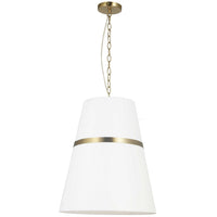 Luminaire suspendu Symphony de Dainolite avec abat-jour blanc, fini laiton vieilli et 3 ampoules