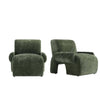 Fauteuil lounge en chenille vert olive Verandah style mid-century moderne - Lot de 2