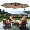 Costway Parasol deporte pour patio de 11 pieds, rotation a 360 degres, inclinaison en aluminium, base beige