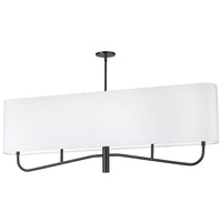 Lustre horizontal Eleanor de Dainolite avec abat-jour blanc, fini noir mat et 4 ampoules