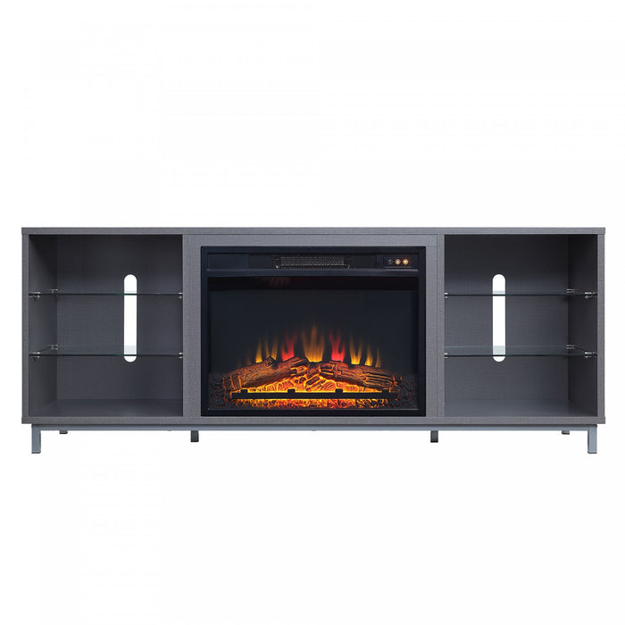 Foyer electrique moderne Brighton 2 pieces en noir et gris
