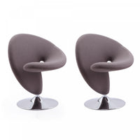 Fauteuil pivotant moderne en laine melangee Curl gris - Lot de 2