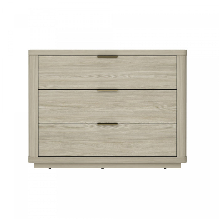 Table de nuit moderne Evelyn 32\" en bois naturel (3 tiroirs)