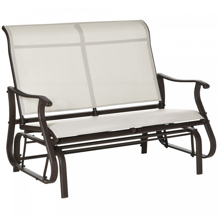 Outsunny Banc Coulissant D'exterieur Pour 2 Pers, Causeuse De Patio, Blanc