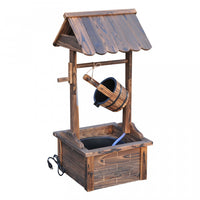 Outsunny Fontaine Cascade Exterieure En Bois Avec Pompe Electrique, Brun