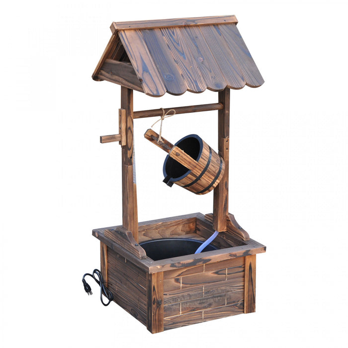 Outsunny Fontaine Cascade Exterieure En Bois Avec Pompe Electrique, Brun