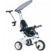 Qaba Tricycle Pour Enfants, Poussette 4 En 1 Avec Guidon Amovible, Barriere De Securite Et Harnais 5 Points, Auvent, Panier De Rangement, Pour Tout-petits De 12 A 60 Mois, Bleu