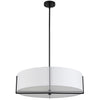 Luminaire suspendu Preston de Dainolite de 26 po de diamètre avec abat-jour blanc, fini noir mat et 4 ampoules