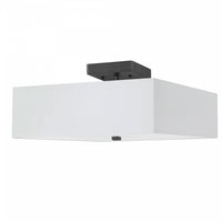 Plafonnier semi-affleuré Seren de Dainolite avec abat-jour blanc, fini noir mat et 3 ampoules