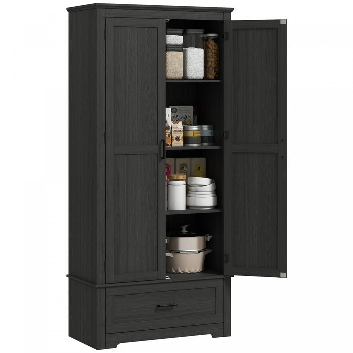 HOMCOM Armoire de rangement de cuisine avec etageres reglables, noir