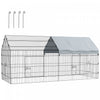 Pawhut Cage Pour Petits Animaux De 87\", Parc Pour Poulets, Lapins, Chinchillas, Parc Exterieur Pour Petits Animaux Avec Toit, Argente