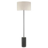 Lampe à pied Felicity de Dainolite avec abat-jour beige, fini noir mat et 1 ampoule