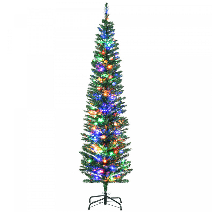 Homcom Arbre De Noel Artificiel De 6 Pi Avec Lumieres Led Colorees