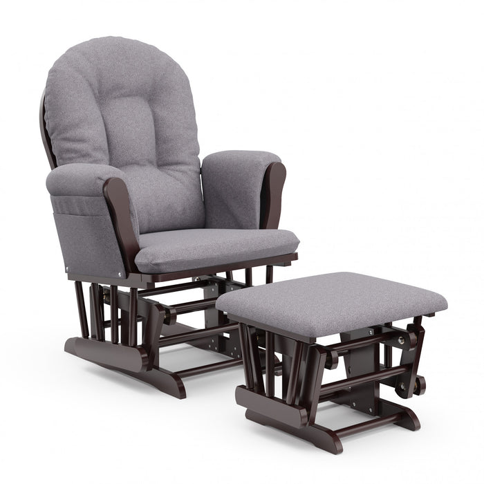 Storkcraft Hoop Fauteuil bercant et pouf - Espresso avec gris swirl