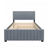 Lit plateforme Ethan rembourre en velours, gain de place, avec tiroir gigogne, taille full, gris