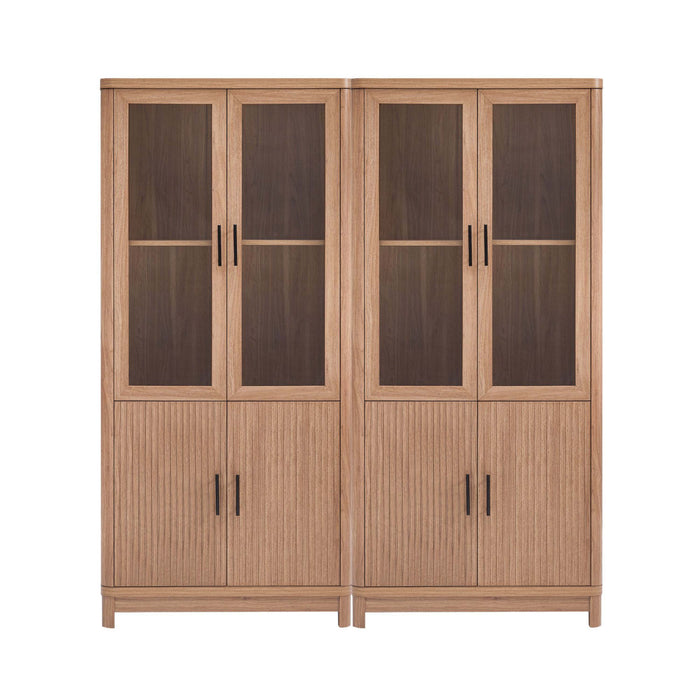 Ensemble de 2 bibliotheques-armoires Jodie style milieu du siecle 31\" en erable (6 etageres)