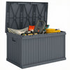 Outsunny Coffre de Rangement 70 Gallons, Coffre Exterieur avec Poignees, Gris Fonce