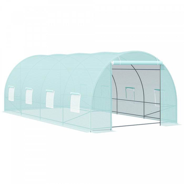 Outsunny 20x10x7ft Heavy Duty Walk-in Serre Exterieure Jardin Graine Plante Legumes Culture Chaude Maison Fleur Polytunnel Abri Vert