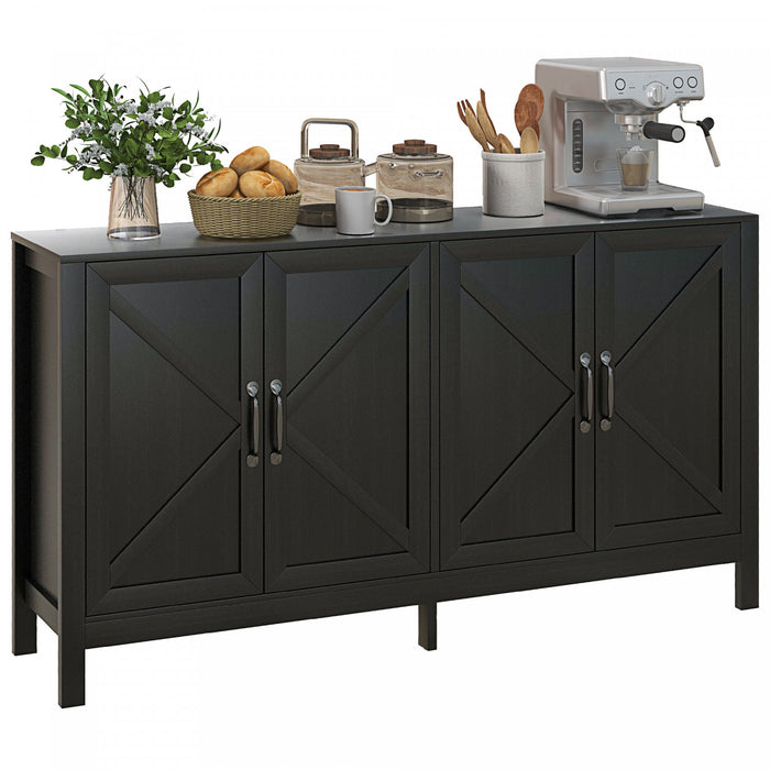 HOMCOM Armoire de Rangement, Buffet avec Porte de Grange, Chene Noir