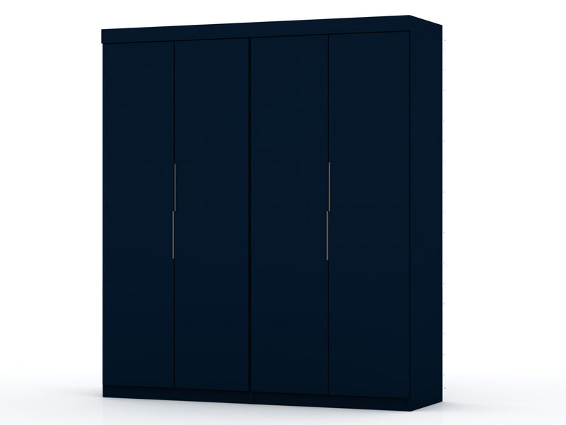 Armoire-penderie contemporaine moderne Mulberry 9 pieces en bleu minuit