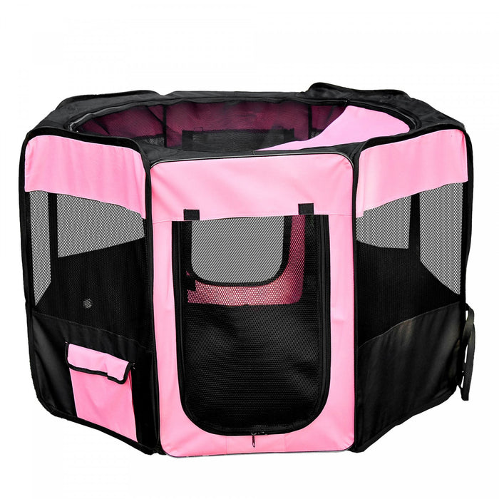 Pawhut 46 Pouces Parc Pour Animaux De Compagnie Doux Exercice Chiot Chien Stylo Caisse Portable Nouveau Sac De Transport Rose Inclus