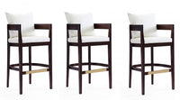 Tabouret de bar en bois rembourre style mid-century Ritz, ivoire – Lot de 3