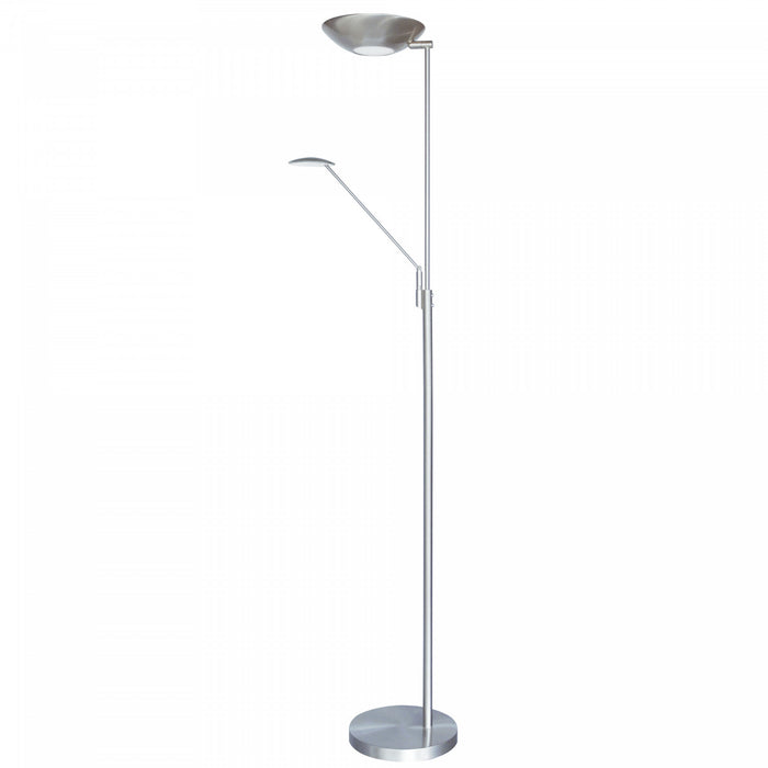 Lampe à pied Mother & Son de Dainolite avec fini chromé satiné et poli et ampoule à DEL