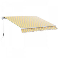 Outsunny 12' X 10' Store Banne Manuel Retractable Aluminium Polyester Impermeabilise Anti-uv Jaune E