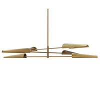 Lustre Cassie de Dainolite à 3 niveaux, avec fini laiton vieilli et 6 ampoules