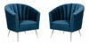 Fauteuil d’appoint en velours bleu style mid-century Rosemont – Lot de 2