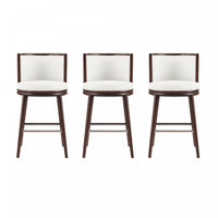  Tabouret de bar moderne en bois et tissu Evalyn blanc - Lot de 3