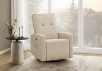 Petit Fauteuil Inclinable Rembourre, Port Usb Inclus, Tissu Beige, Contemporain, Moderne