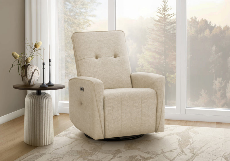 Petit Fauteuil Inclinable Rembourre, Port Usb Inclus, Tissu Beige, Contemporain, Moderne