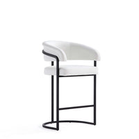 Tabouret de comptoir moderne Augusta en metal et tissu, blanc