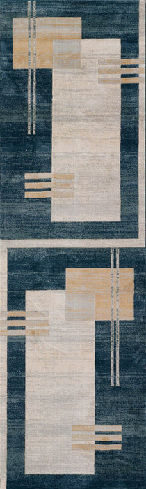 Tapis Contemporain Sorelle 2'2\" x 7'7\" en Bleu