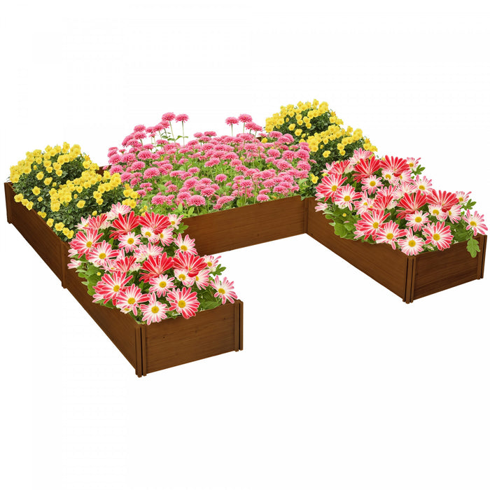 Outsunny Ensemble de plates-bandes surelevees a cinq boites, marron fonce