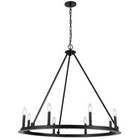 Lustre Colby de Dainolite avec fini noir mat et 8 ampoules
