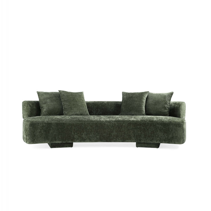 Canape en chenille vert olive Verandah Mid-Century Modern 112\"