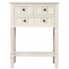 Table Console Olivia En Bois Massif Avec Tiroirs Et Etagere Inferieure - Blanc