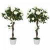 Outsunny Set de 2 Rosiers Artificiels avec Fleurs Realistes, Blanc