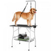 Pawhut Table De Toilettage Pour Chien Avec Bras Reglable, Table De Toilettage Pliable Avec Plateau En Maille, Deux Nœuds, Surface En Caoutchouc, 35\" X 24\" X 30\", Noir