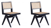Ensemble 2 chaises de salle à manger Hamlet de Manhattan Comfort - noir et cannage naturel
