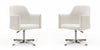 Fauteuil pivotant moderne en cuir vegetalien Pelo, blanc - Lot de 2