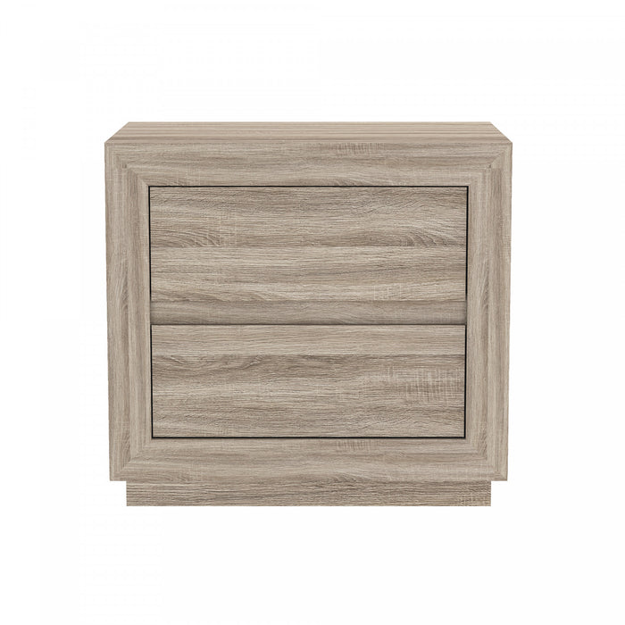 Table de nuit contemporaine Soren 66 cm en chene naturel (2 tiroirs)