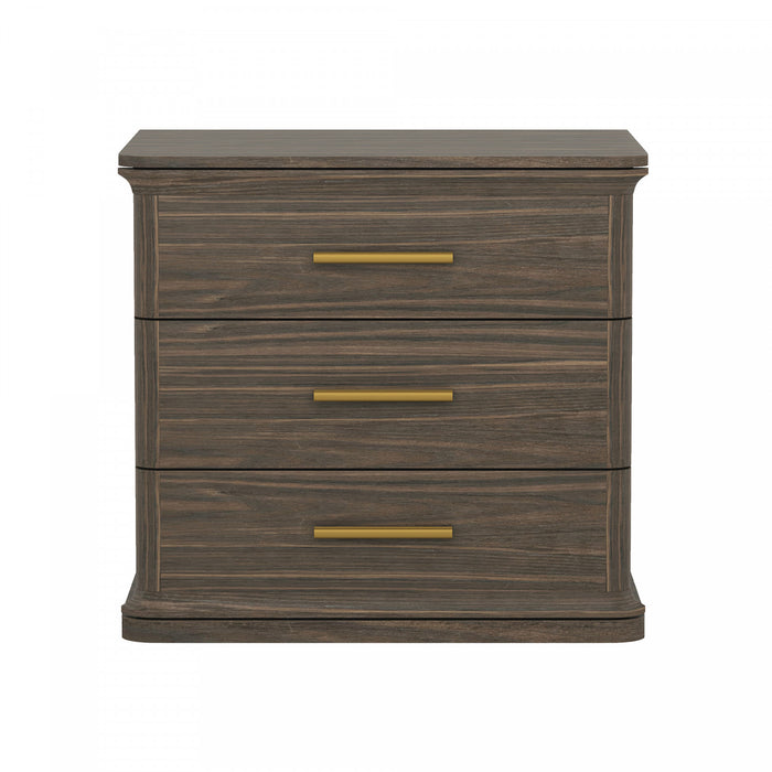 Table de nuit traditionnelle Clifford en noyer (3 tiroirs)