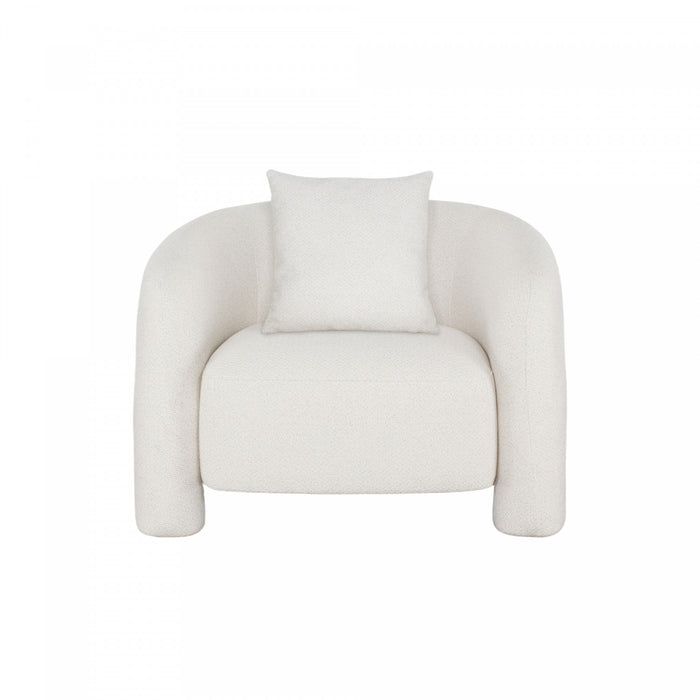 Fauteuil lounge en tweed ivoire Sylvia Modern Glam