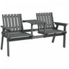 Outsunny Banc En Bois Avec Table Centrale Et Trou Pour Parasol, Gris